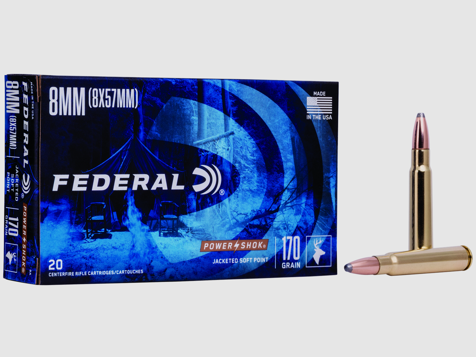 Federal Büchsenmunition 8 x 57 IS 11g Jacketed Soft Point Power Shok