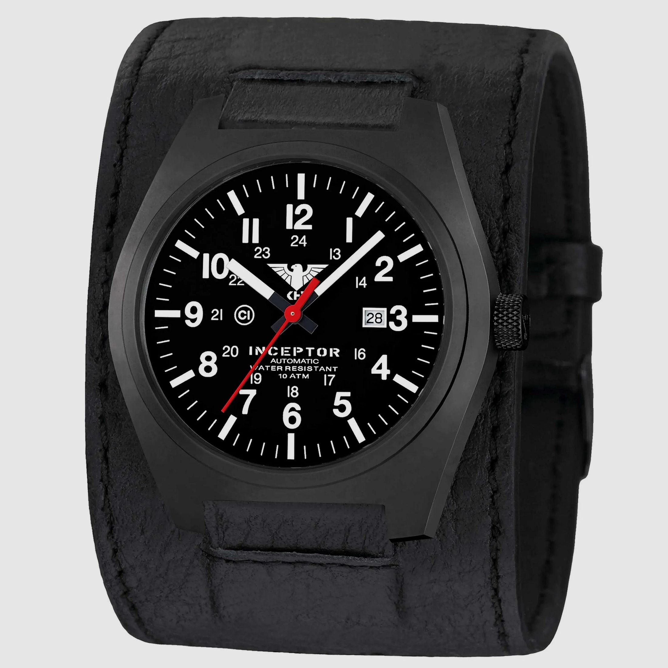 KHS Uhr Inceptor Black Steel Automatic Lederkraftband