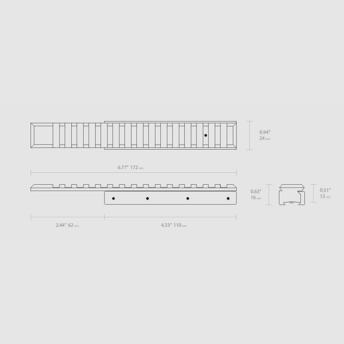 HAWKE 22402 Adapterschiene 11MM AIRGUN 3/8" RIFLE TO WEAVER PICATINNY EXTENSION
