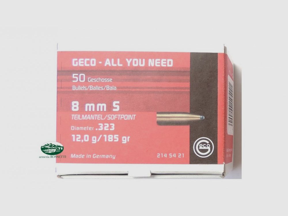 GECO palle TEILMANTEL cal.8 mm gr.185 Conf. 50 Pz. 2145421