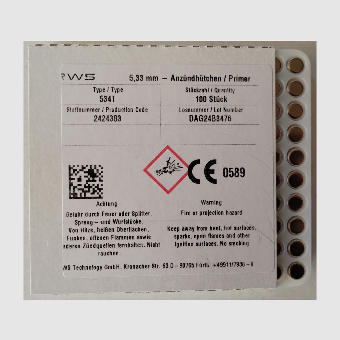 RWS LARGE RIFLE LR 5341 100 capsule di accensione