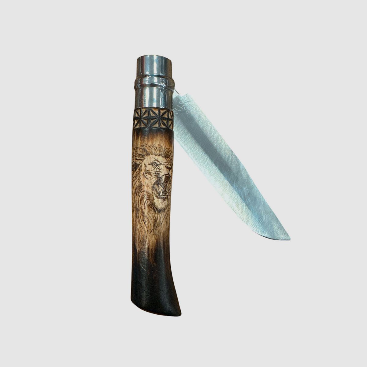 MESSER – OPINEL – N.12 CARBON HANDGEFERTIGT MIT SPARTAN UND LÖWEN, Bild 4 von 5