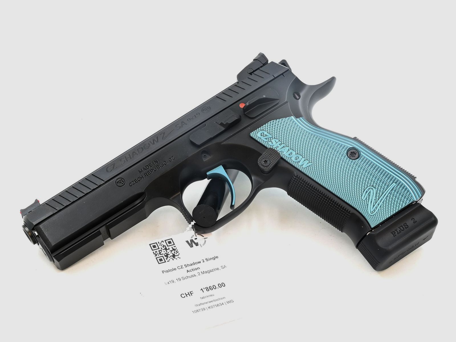 Pistole CZ Shadow 2 Single Action, 9×19, 19 Schuss, 2 Magazine, SA, Bild 1 von 2