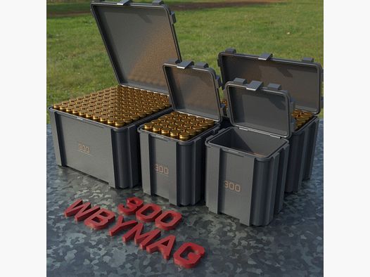 Filamelt ammunition box / .300 Wby. Magnum / 'flip lid' / cartridge box, ammo box