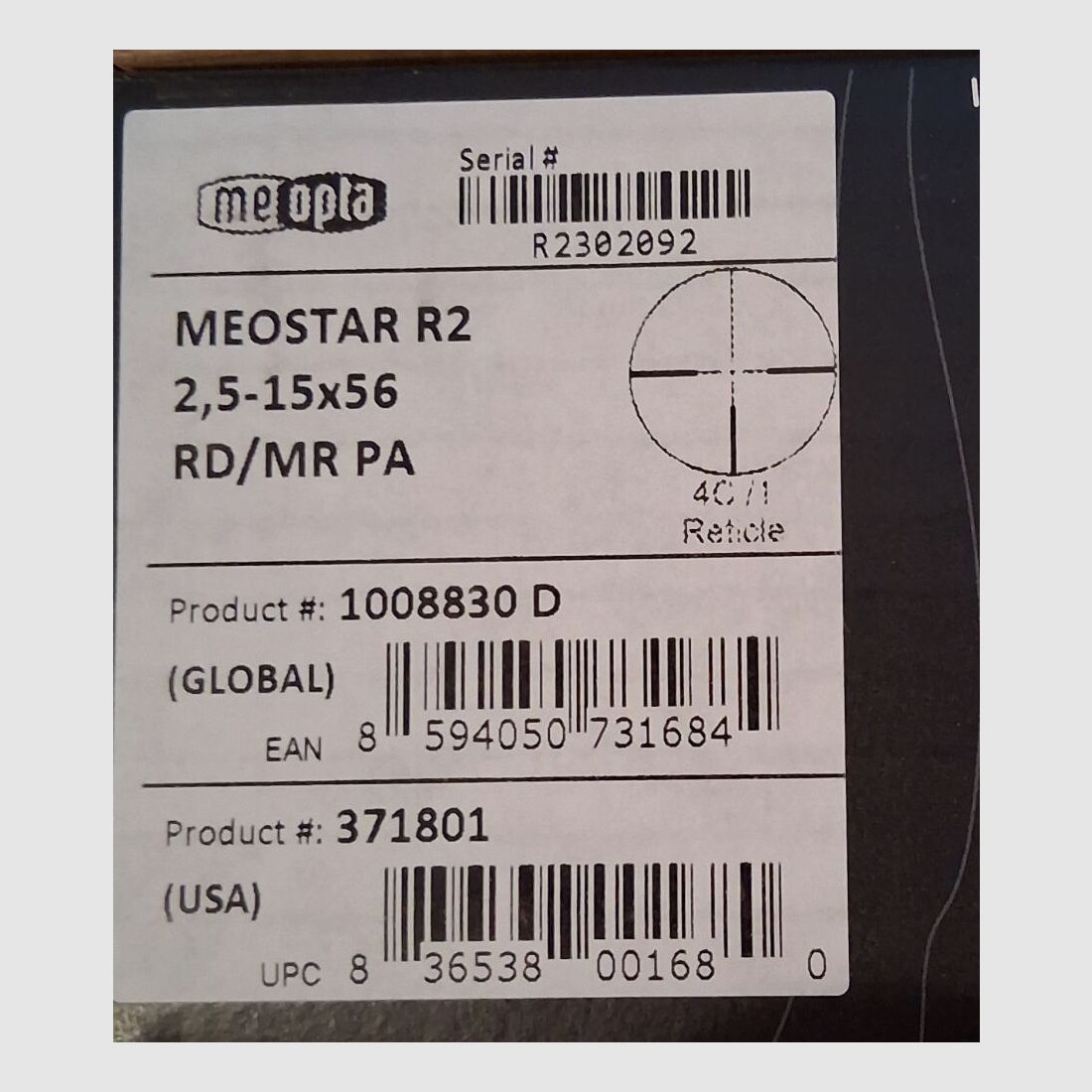 Meopta R2 2,5-15x56 m. Schiene