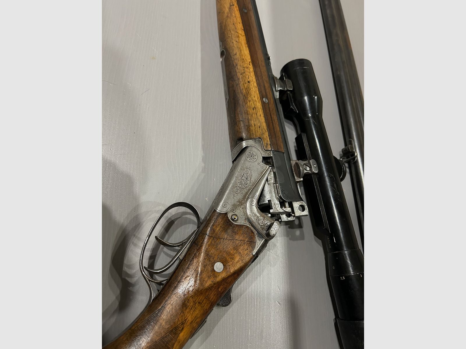 Bockdoppelflinte Merkel Suhl 16/70 mit Krieghoff Wechsellauf 7x57R und Zielfernrohr Zeiss Diavari 1,5x6