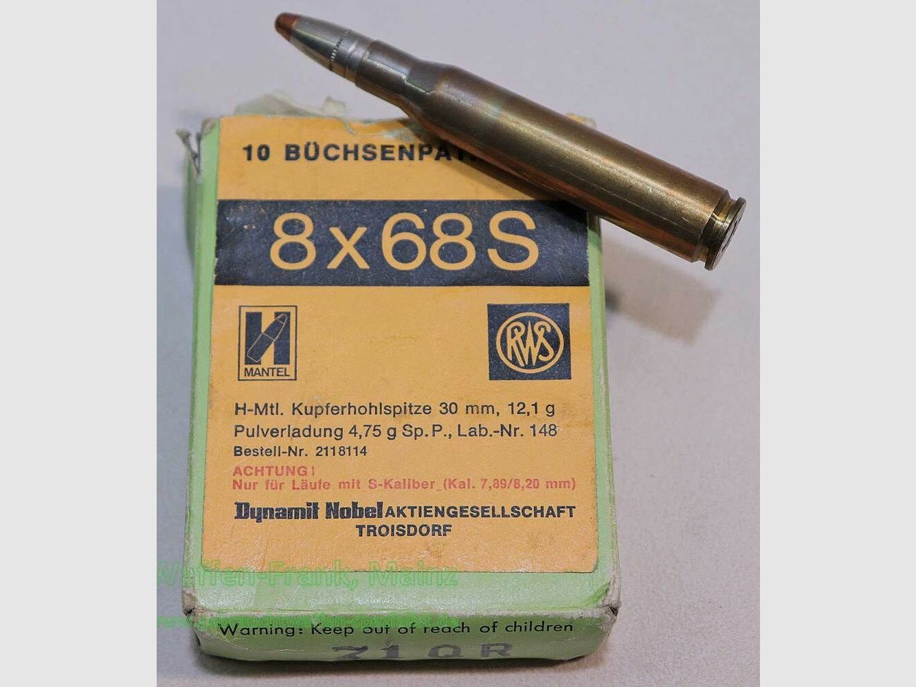 RWS (WZd.Fa.Rottweil) geweerpatronen 8x68S