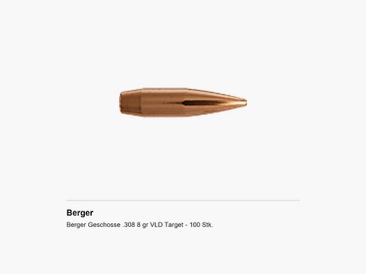 Berger Kogels .308 8 gr VLD Target – 100 st.