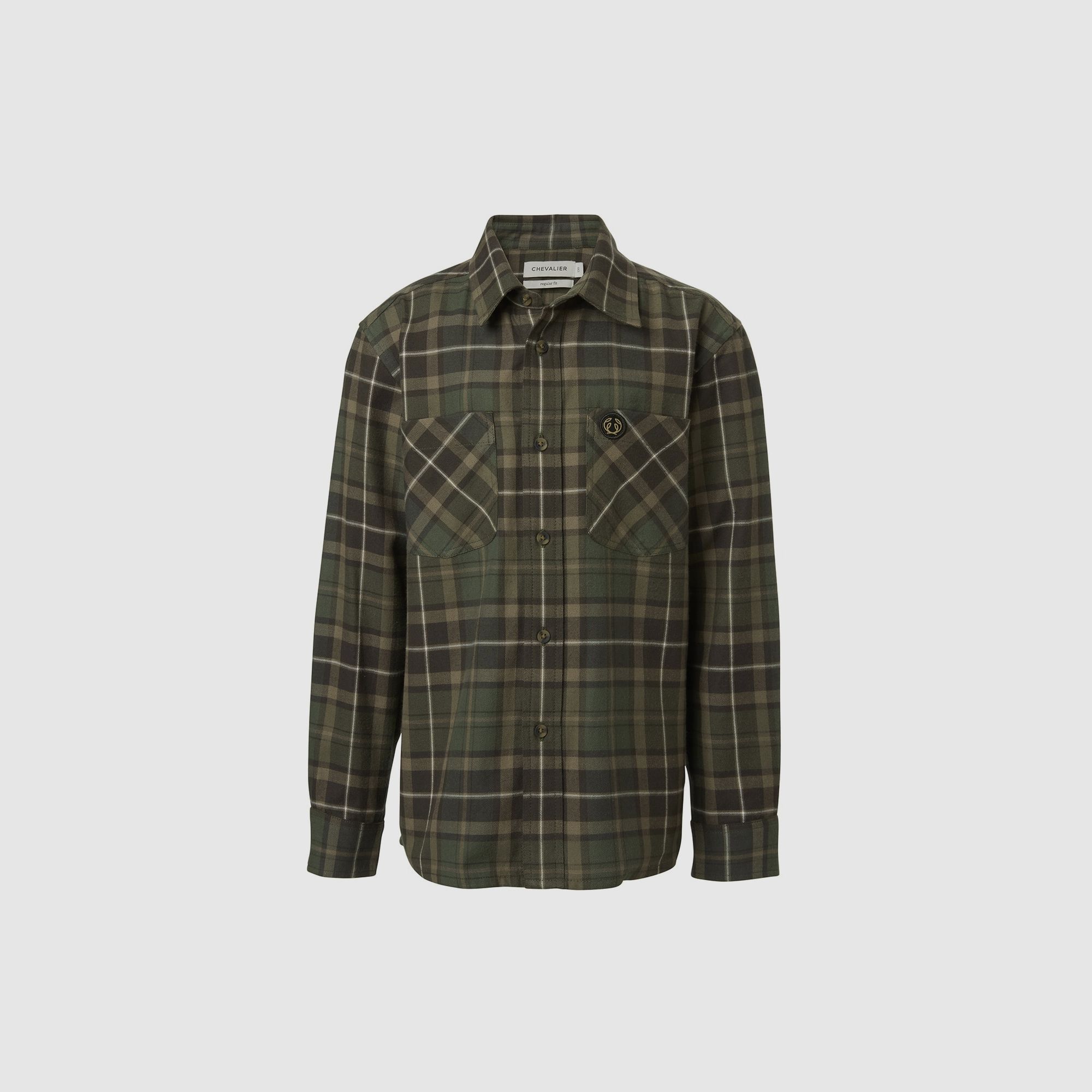Chevalier Teal Light Flannel Hemlock Green Checked Junior Hemd 130