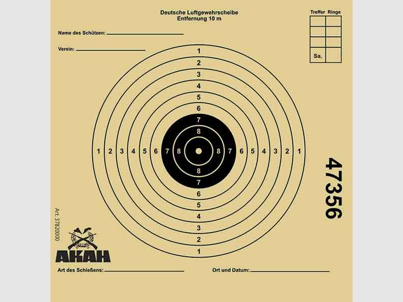 AKAH Luftgewehr-Scheibe 12x12cm mit 10 Ringen