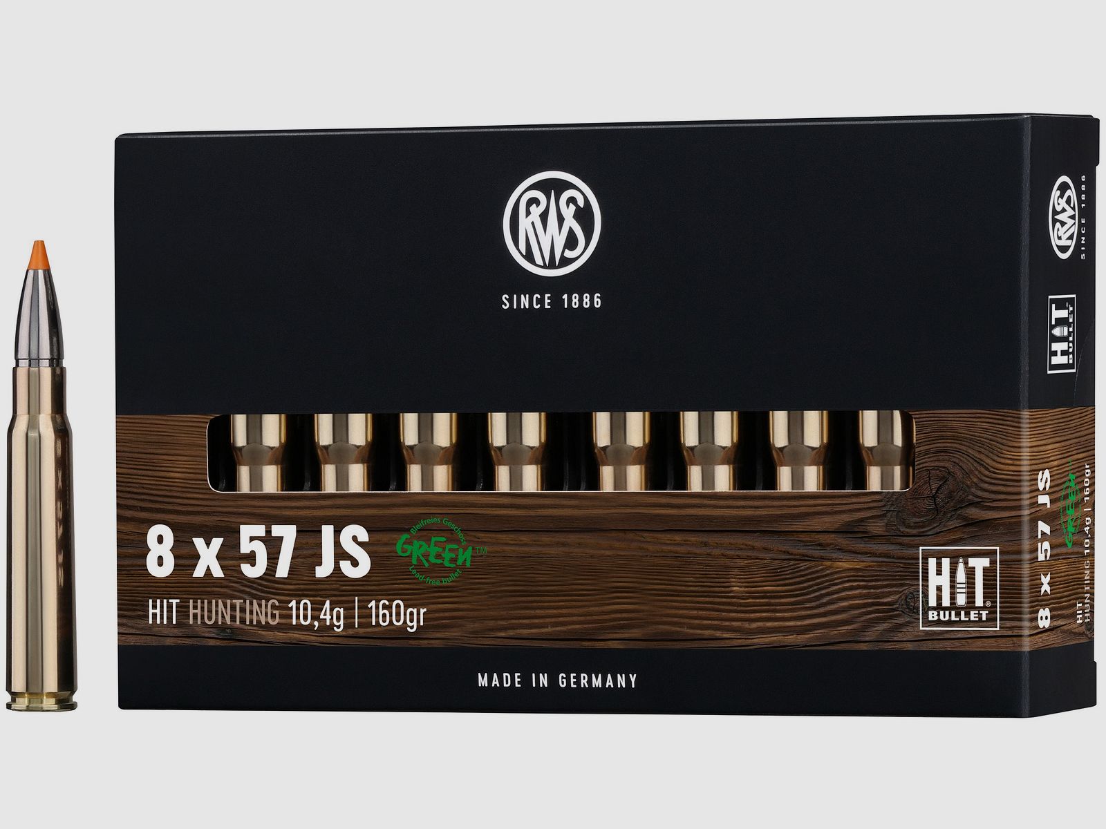 Cartuchos de rifle RWS Hit 8x57 IS. 160 grains