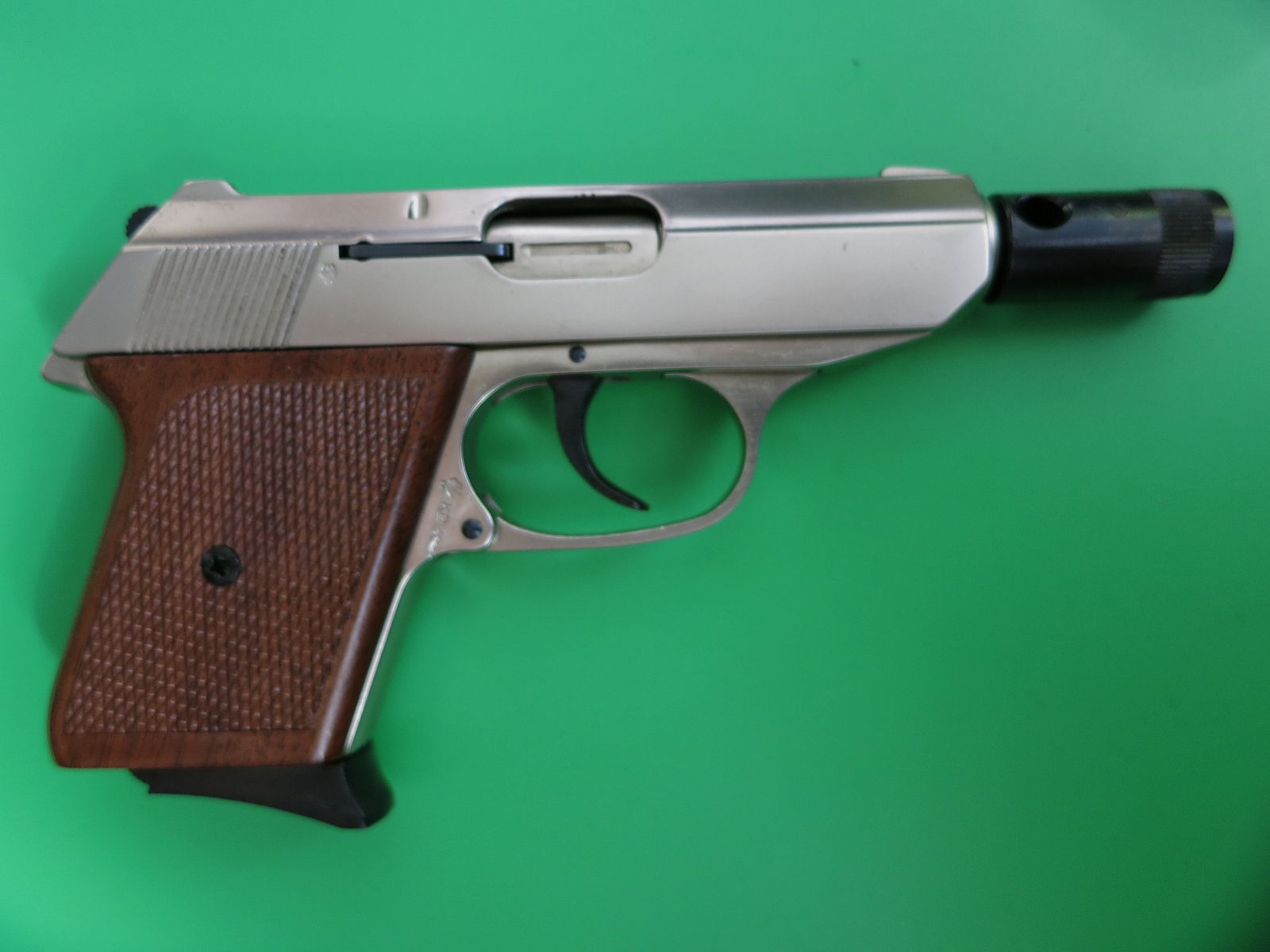 Gas- Signalpistole Röhm, Modell RG 9 vernickelten Version, Walther PPK, 8 mm Knall, PTB 413, wie neu!      #7