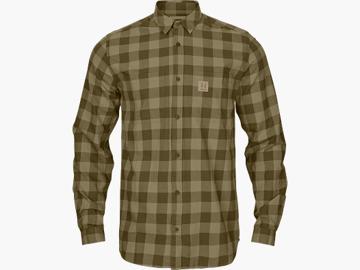 Härkila Camisa L/S Escandinava para Hombre en Cuadro Verde Oliva Oscuro, L
