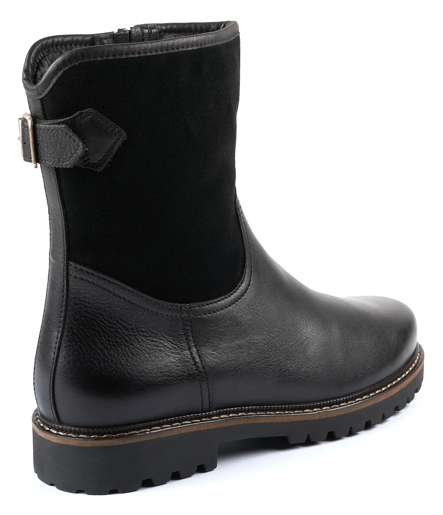 dirndl & bua Herren Stiefel kurz mit Lammfell in Schwarz, Bild 3 von 4