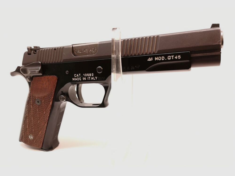 Pardini GT 45 - pistola deportiva codiciada con cañón de 5", protección para la mano, disparador ajustable