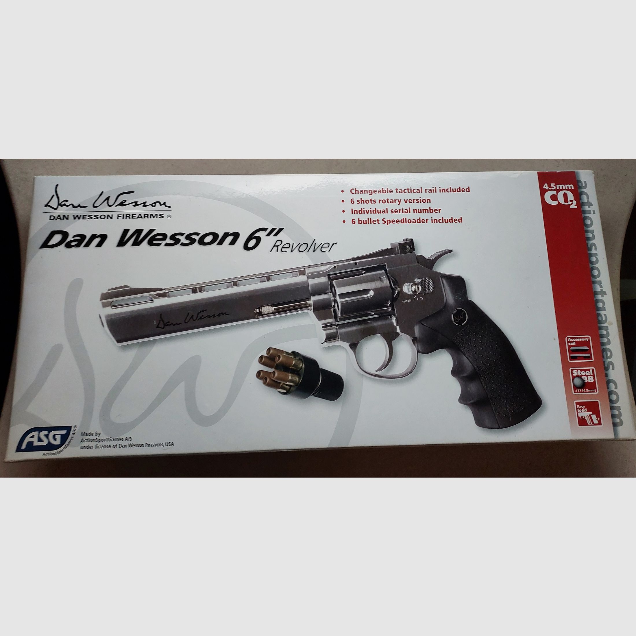 Dan Wesson 6" Revolver 4,5 mm Stahl BB Co2 Silber (P18)