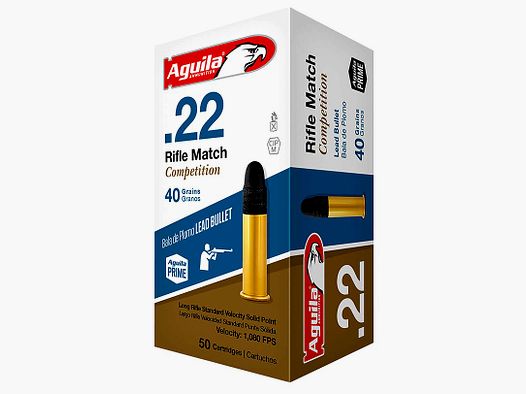 Aguila Rifle Match Competition .22 LR 40GR LRN 50 cartridges