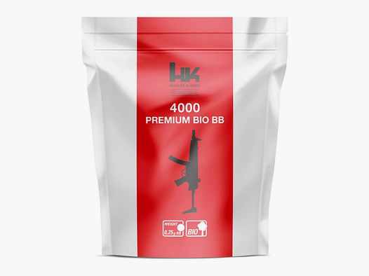 Heckler & Koch Premium Bio BBs 6 mm, 0,25 g, weiß, 4.000 St., Zip-Beutel