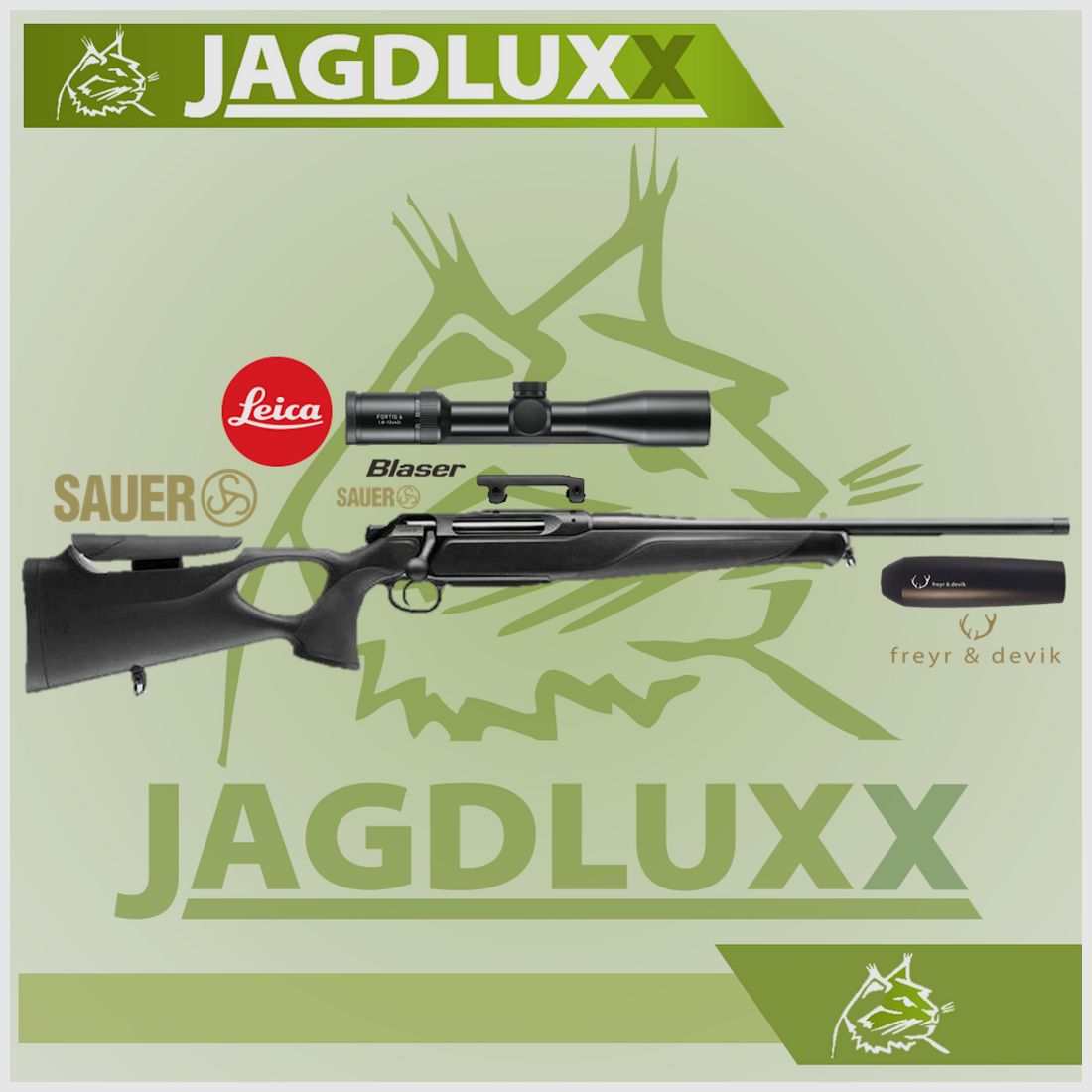 Sauer 505 Synchro XT in a complete set with Leica scope and silencer