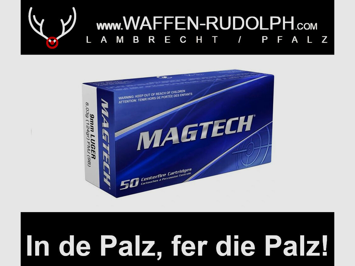 Magtech 9 mm Luger Vollmantel 8,0g/124grs. *EWB Pflichtig Vollmantel