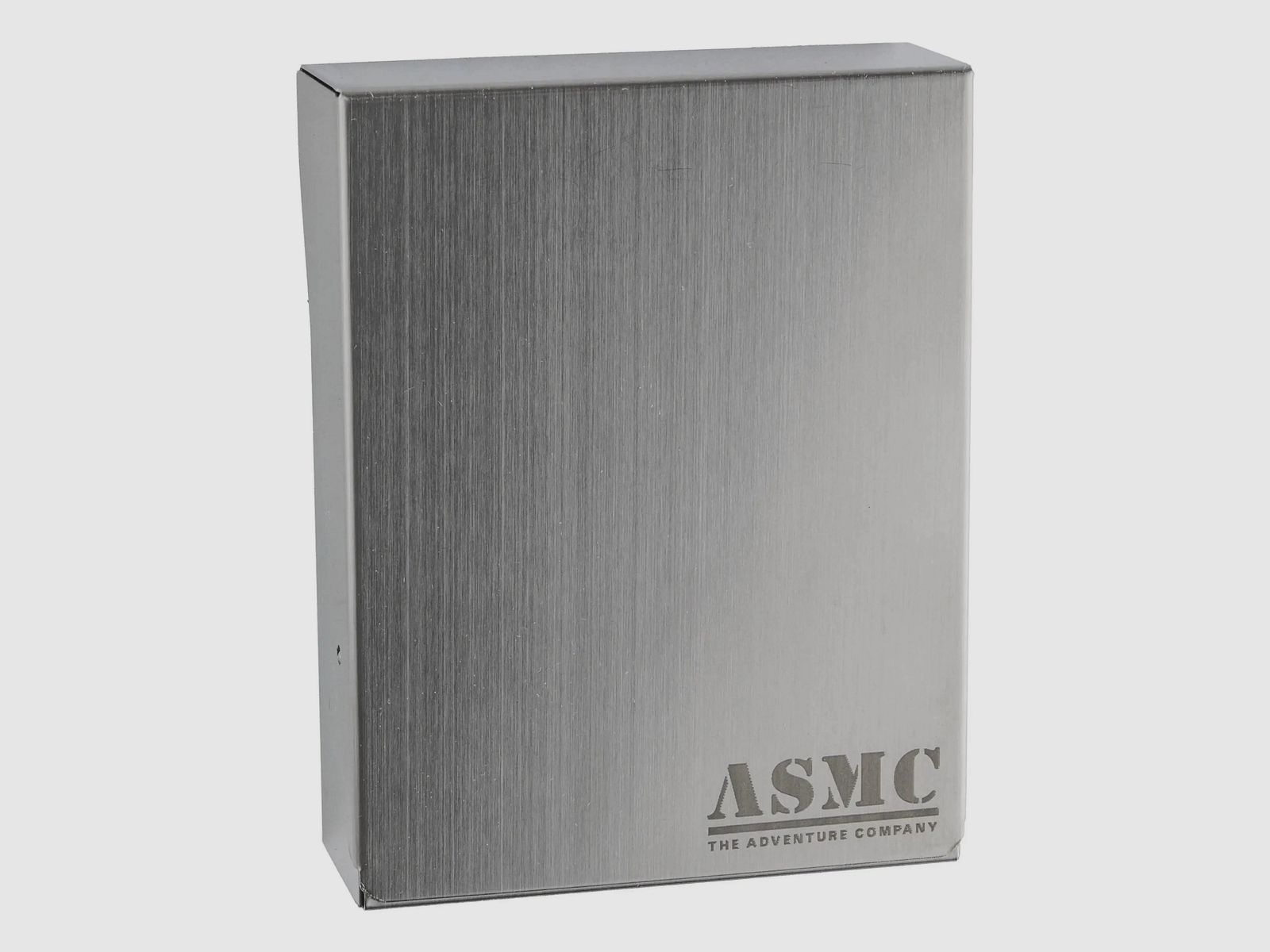 Caja de cigarrillos de metal ASMC con grabado ASMC