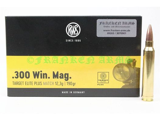 RWS	 Target Elite Plus .300 Win. Mag. 190gr. 12,3g 20 Stück Staffelpreise