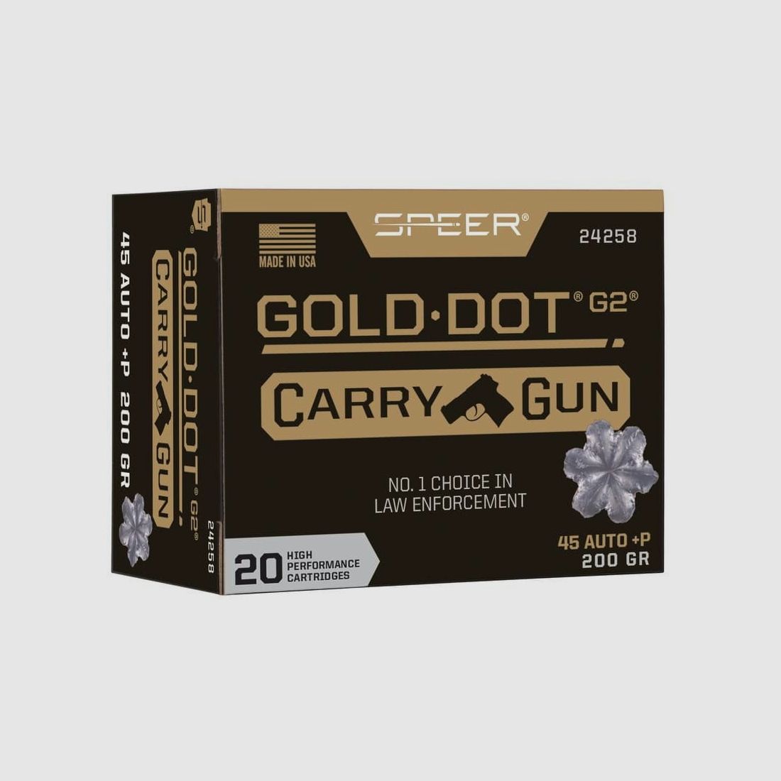 Speer Gold Dot G2 proiettile hollow point 200 gr. 45 Auto +P - 20 pz.