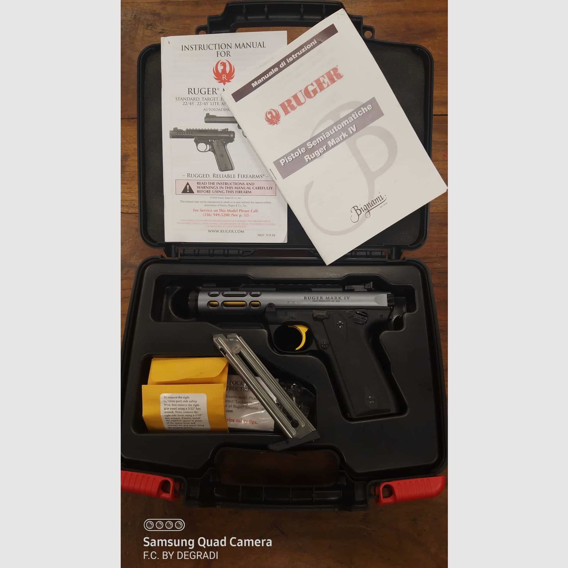 RUGER MARK IV 22/45 LITE GREY ANODIZED GOLD TRIGGER 22LR, image 1 of 4