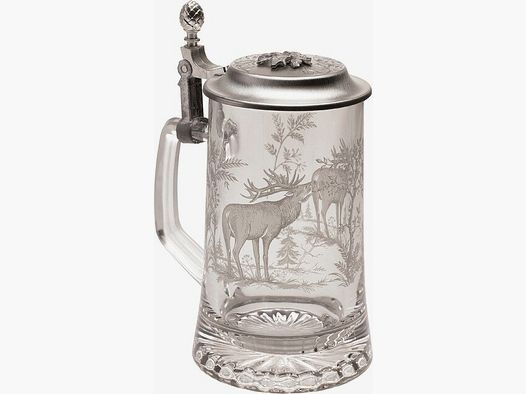 Lovergreen Accessoires Motiv Hirsch Bierkrug mit Zinn-Deckel