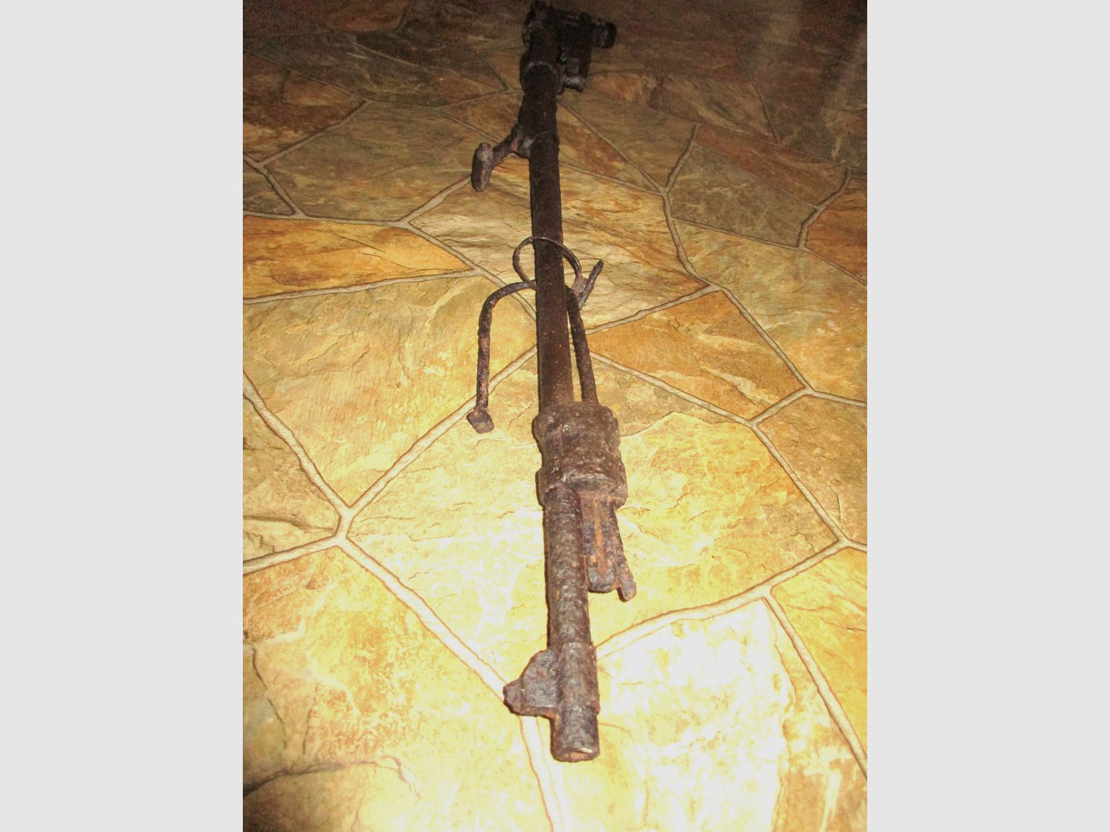 old rifle from World War I or II, decorative barn find