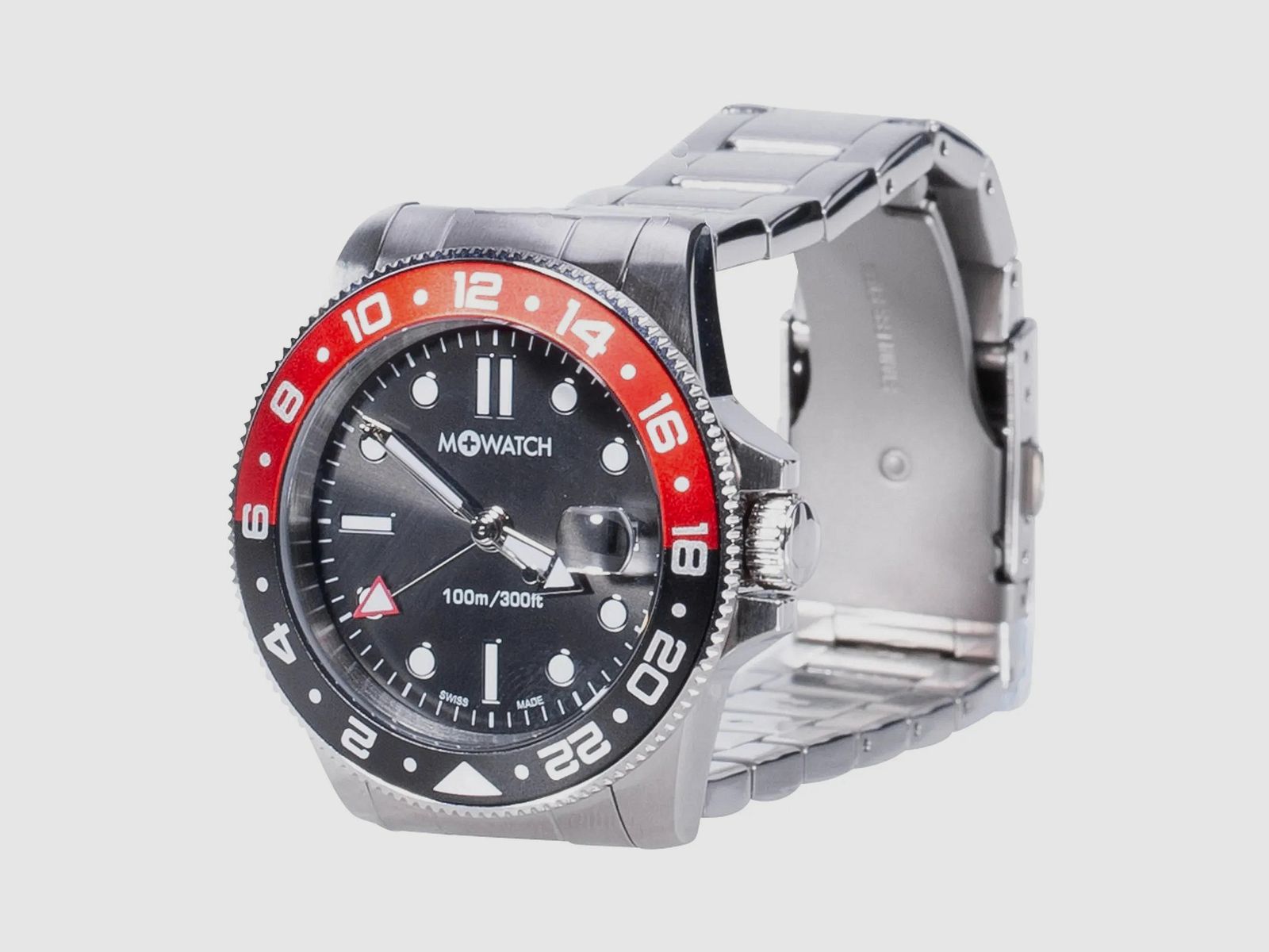 M+WATCH M+WATCH Armbanduhr Mondaine Aqua Steel 41 silberfarben rot