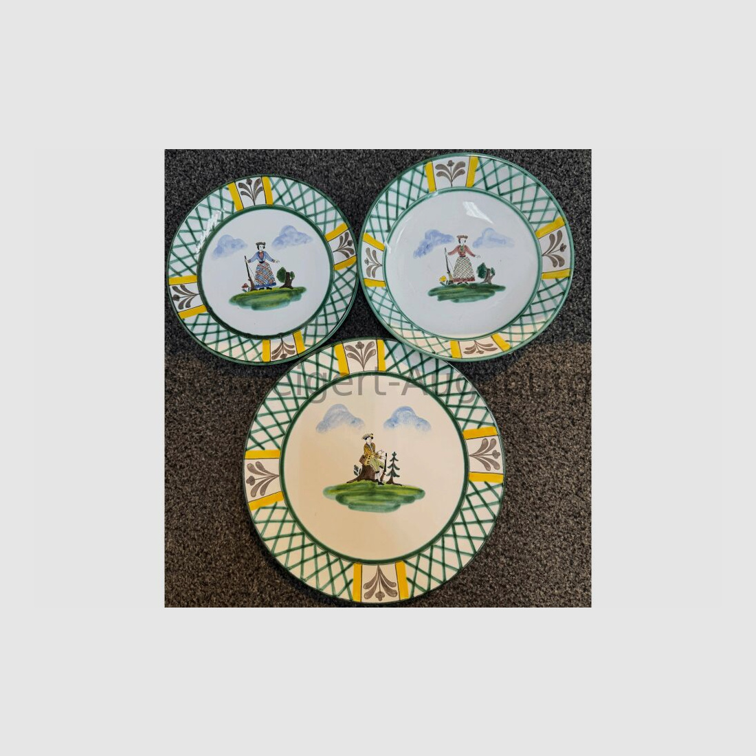 original Gmundner Speiseservice JAGD 22 Teile Handbemalt