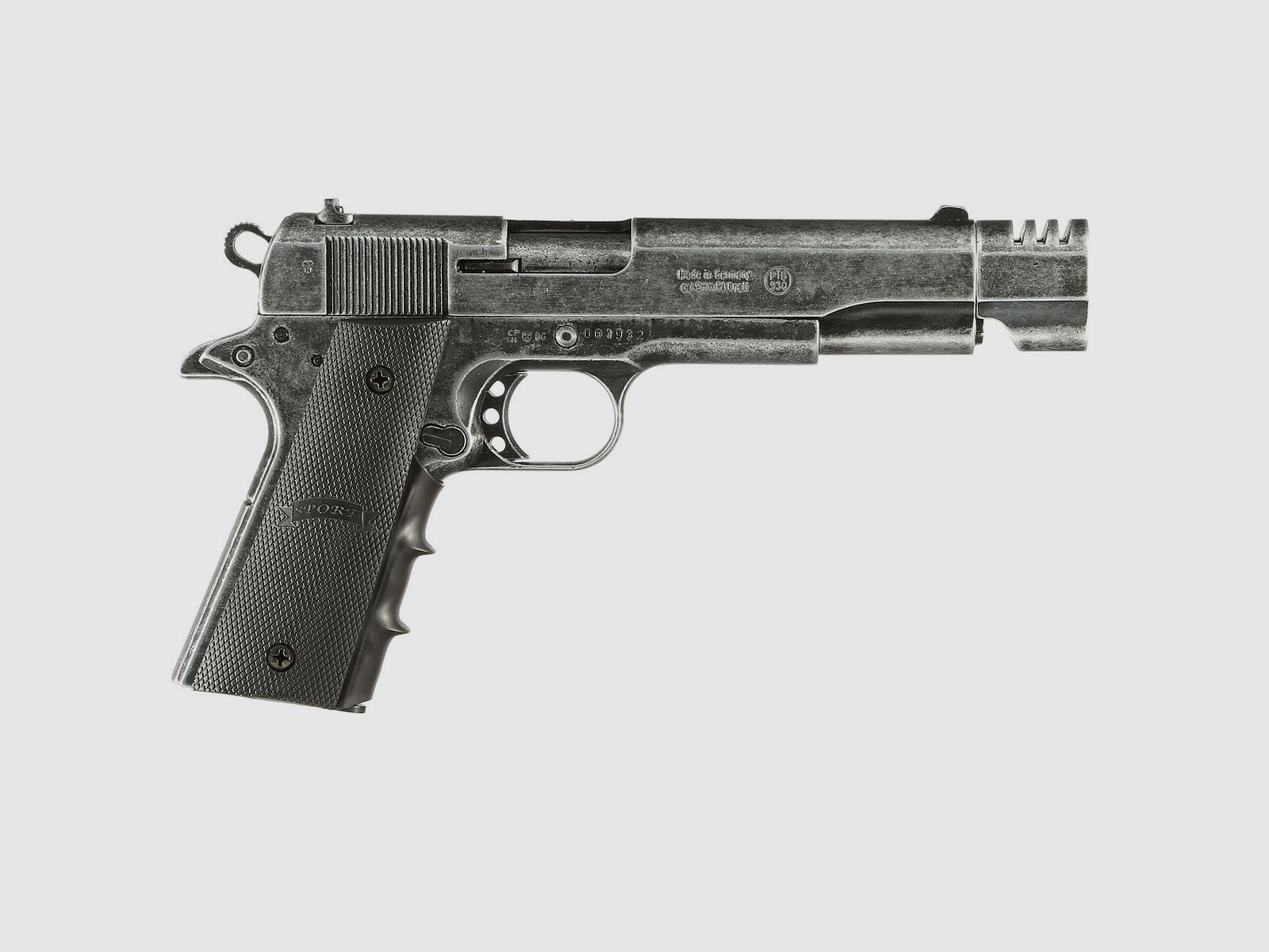 ME 1911 Modell Sport, Kal. 9 mm P. A. Knall, antik-look, Holzgriff