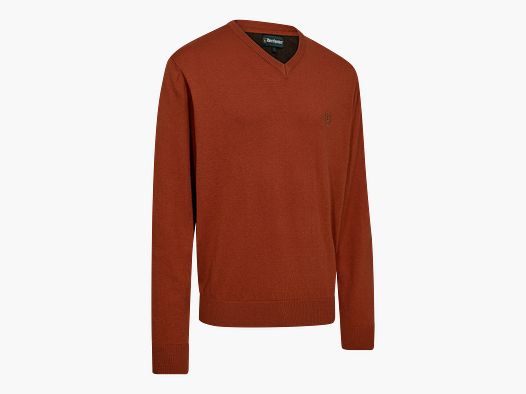 Harrington knitted pullover with V-neck - Oak Rust Melange - Size: 4XL
