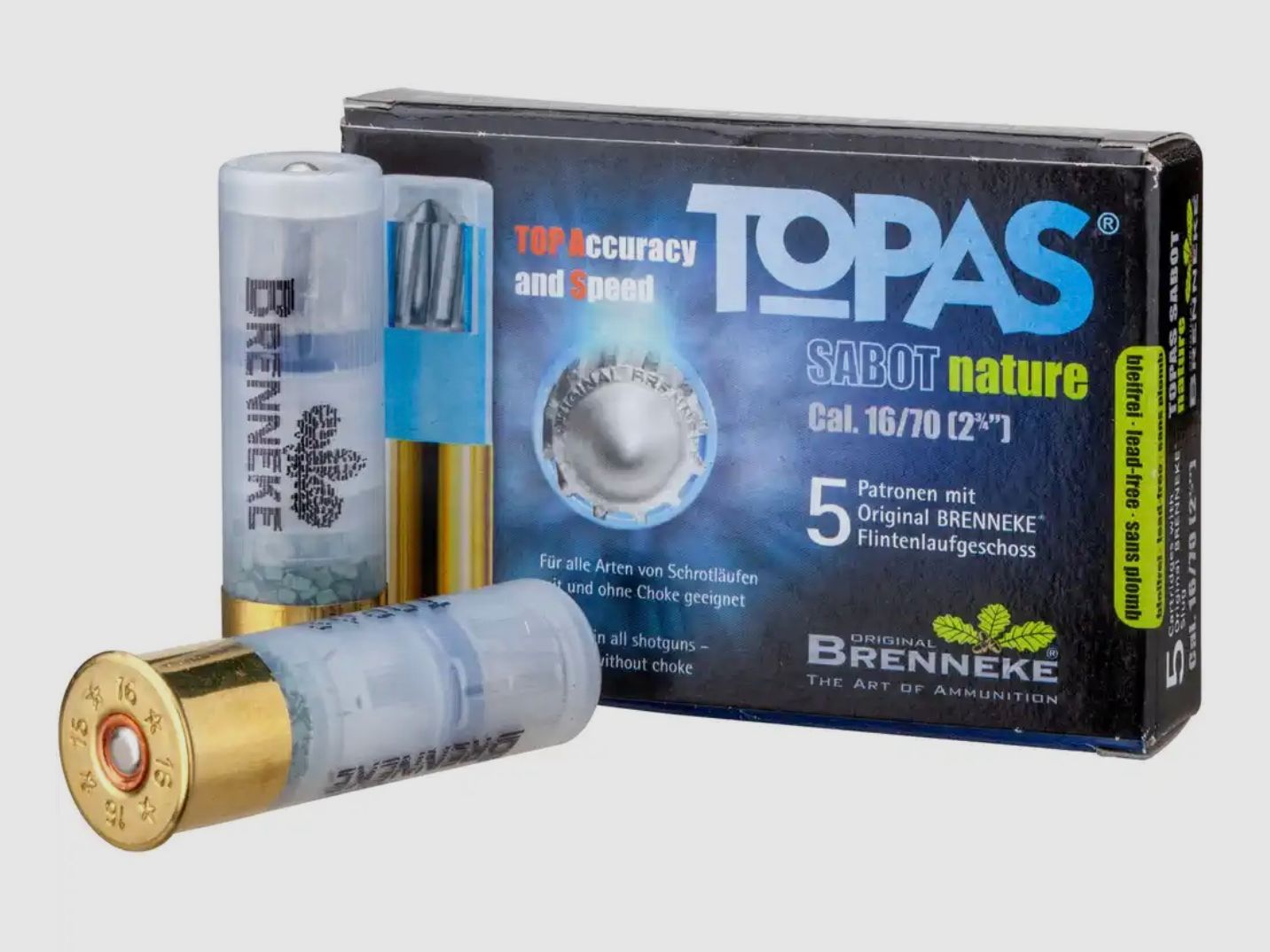 Brenneke 16/70 Topas Sabot Nature 17g/262grs. Sans plomb projectile de fusil