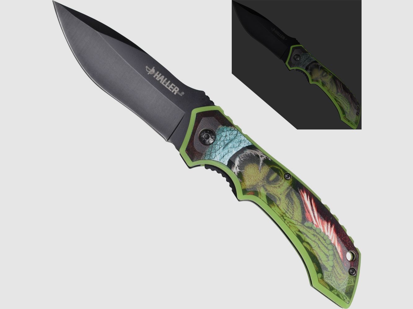 Taschenmesser glowing fluoreszierend im Dunkeln Reaper