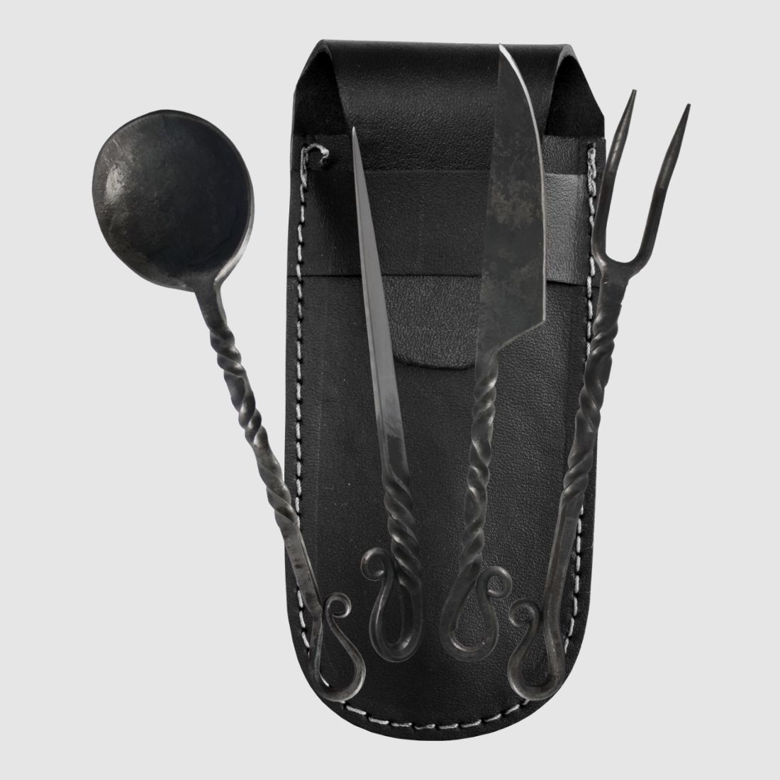 tordiertes Mittelalter Besteck-Set Messer Gabel Lffel Pfriem