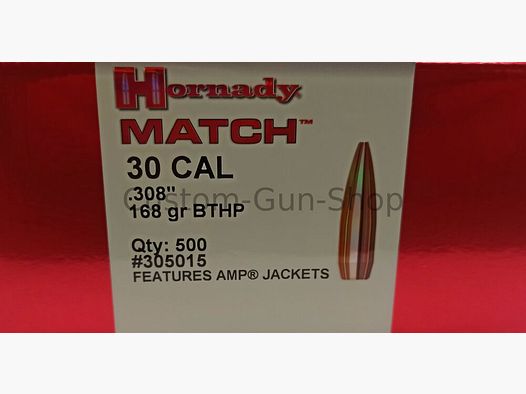 Hornady BTHP 168Gr Match projectielen