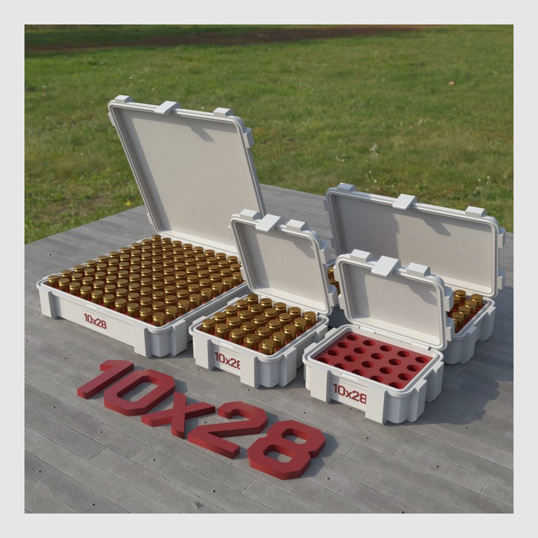 Filamelt Munitionsbox / Ammo Box 10x28 – Patronenbox ‘Klappdeckel’ – 20 / 25 / 50 / 100 Runden