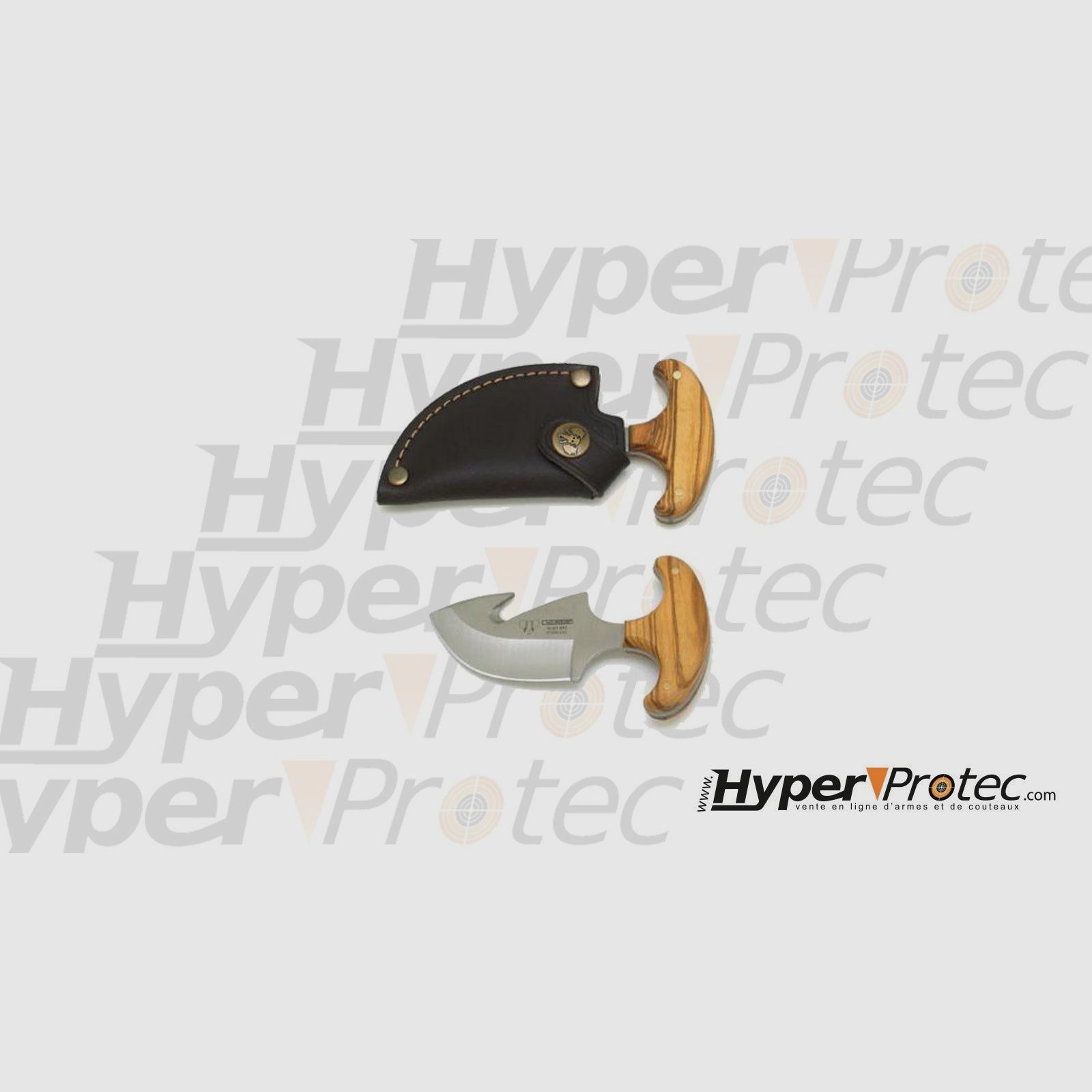 Couteau Skinner pour la chasse Cudeman avec manche en olivier, image 3 sur 4
