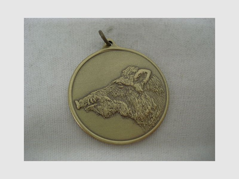 Jagdmedaille Keiler-bronze - 40 mm, Ring und Öse