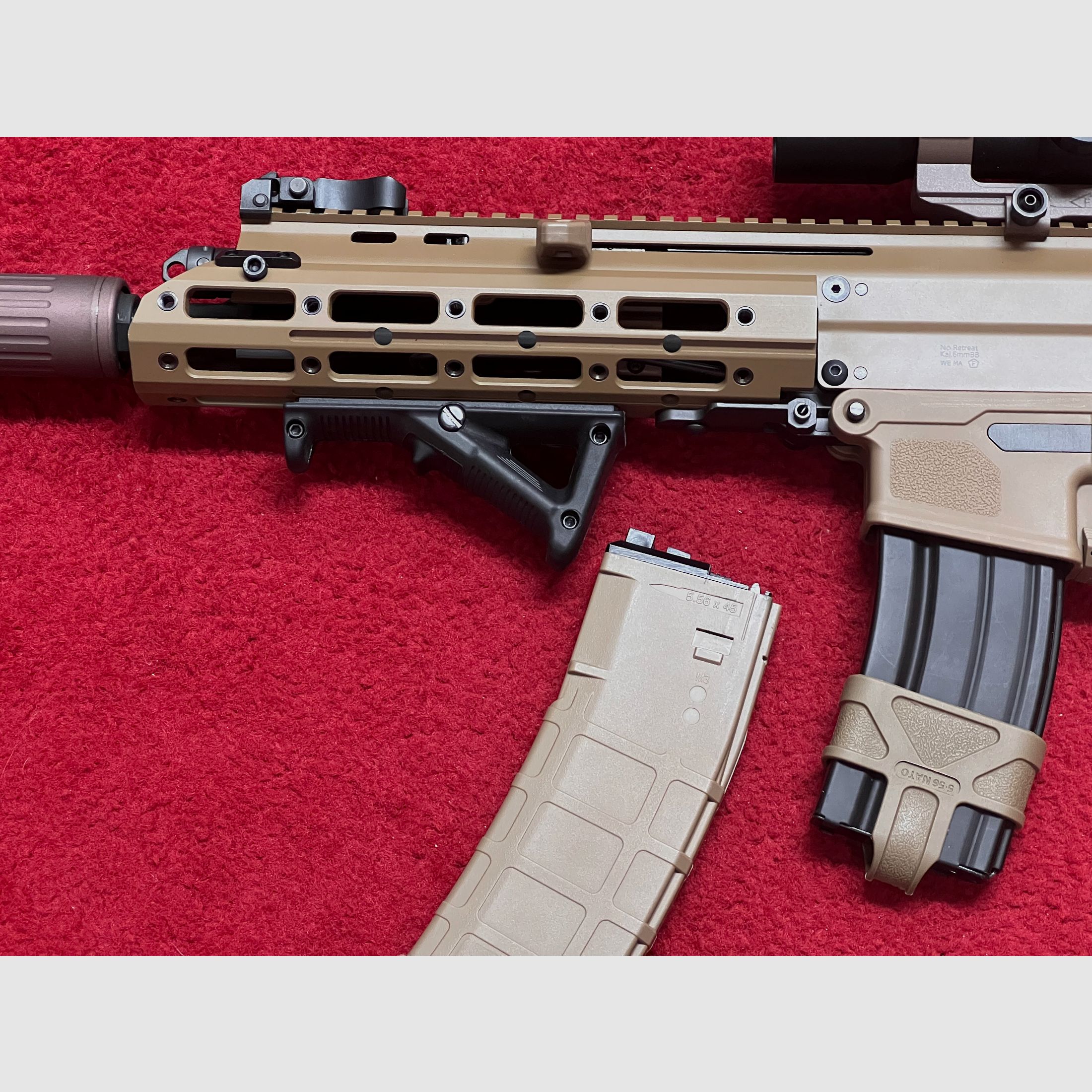Wei-ETech MSK Masada Open Bolt GBB 6mm BB in Tan with accessories and interchangeable system