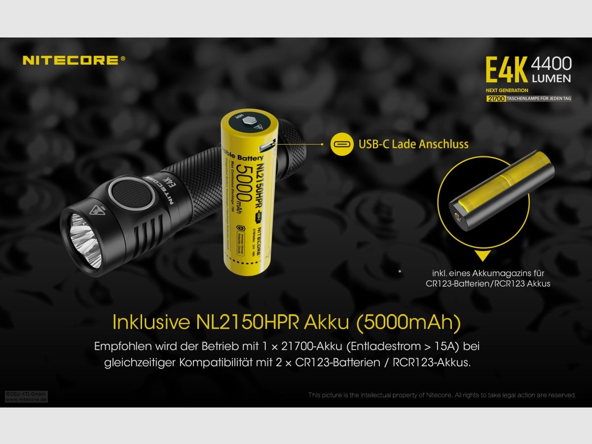 Nitecore E4K flashlight E4K 4400 lumens