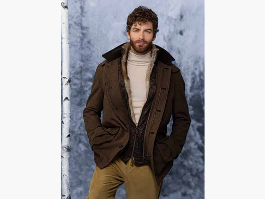 Veste Loden Habsburg Antonius avec Fourrure de Hamster en Brun