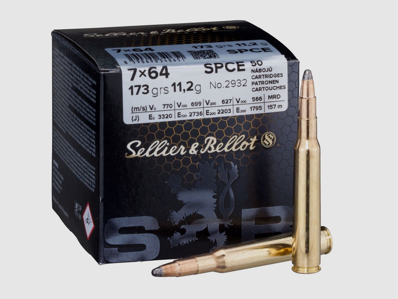 Sellier & Bellot 155484 7x64 partial jacket SPCE 11.2g 173grs.