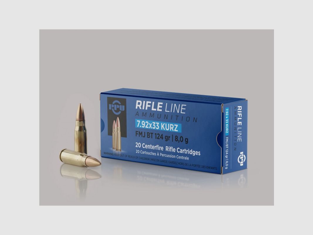 PPU 7,92X33 KURZ 124 GRS / 8 G FMJ 20 STK
