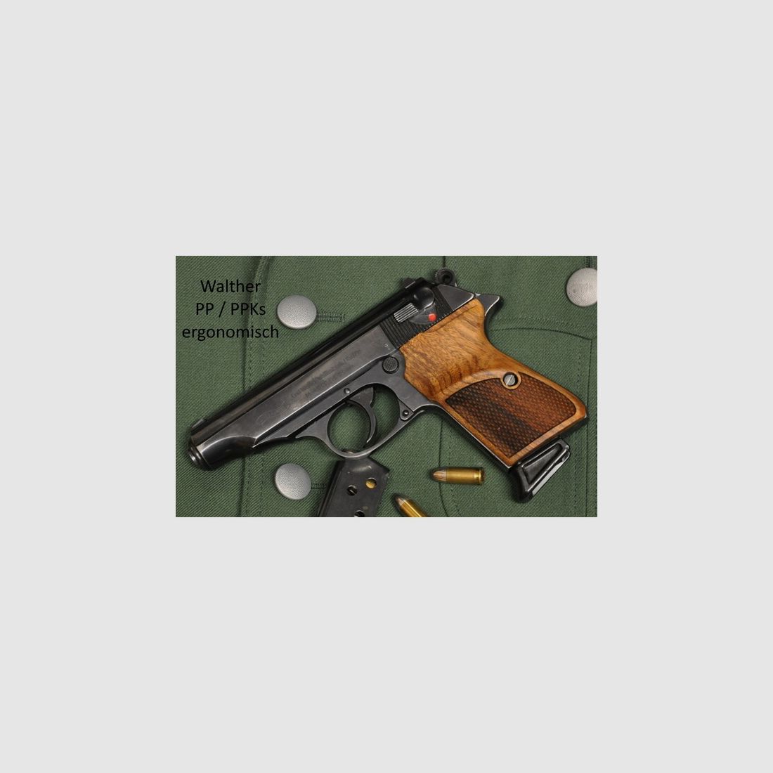 ergonomisch geformte Griffschalen für Walther PP und PPKs (nicht PPK) aus Nussbaum