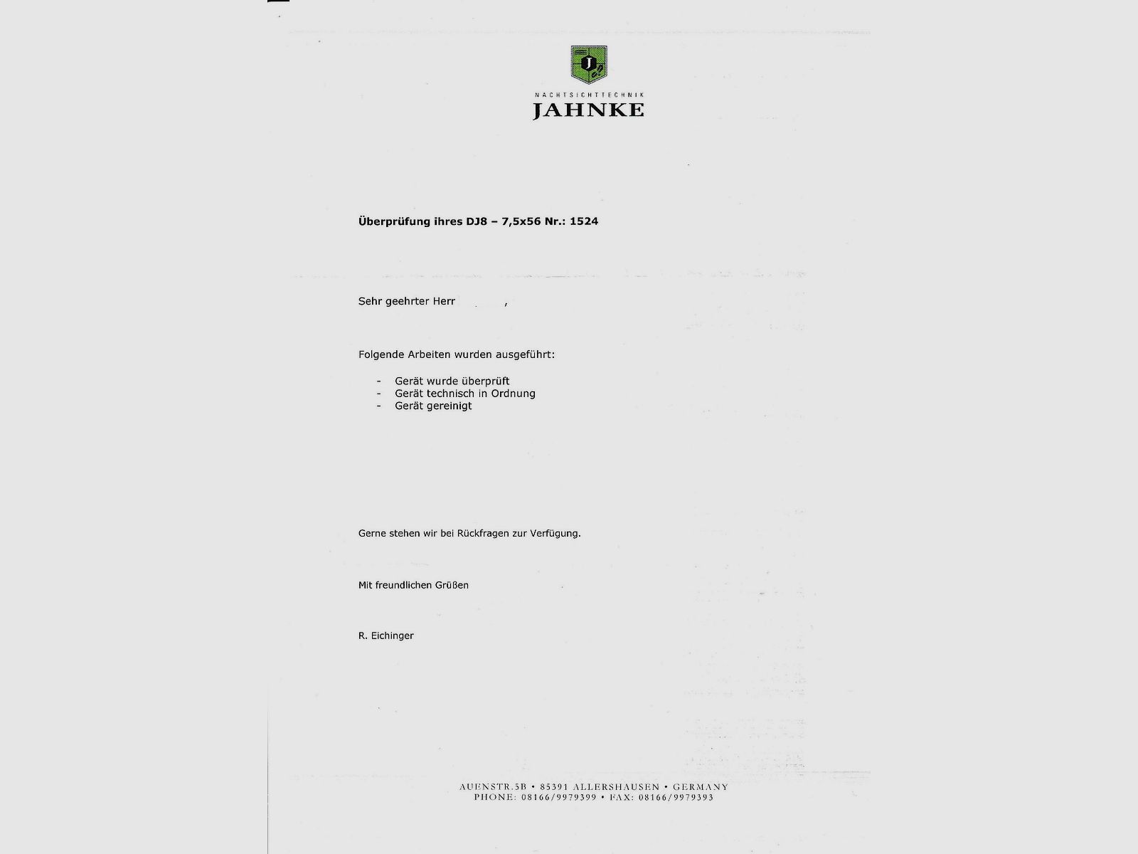 Nachtsichttechnik Jahnke Qualität