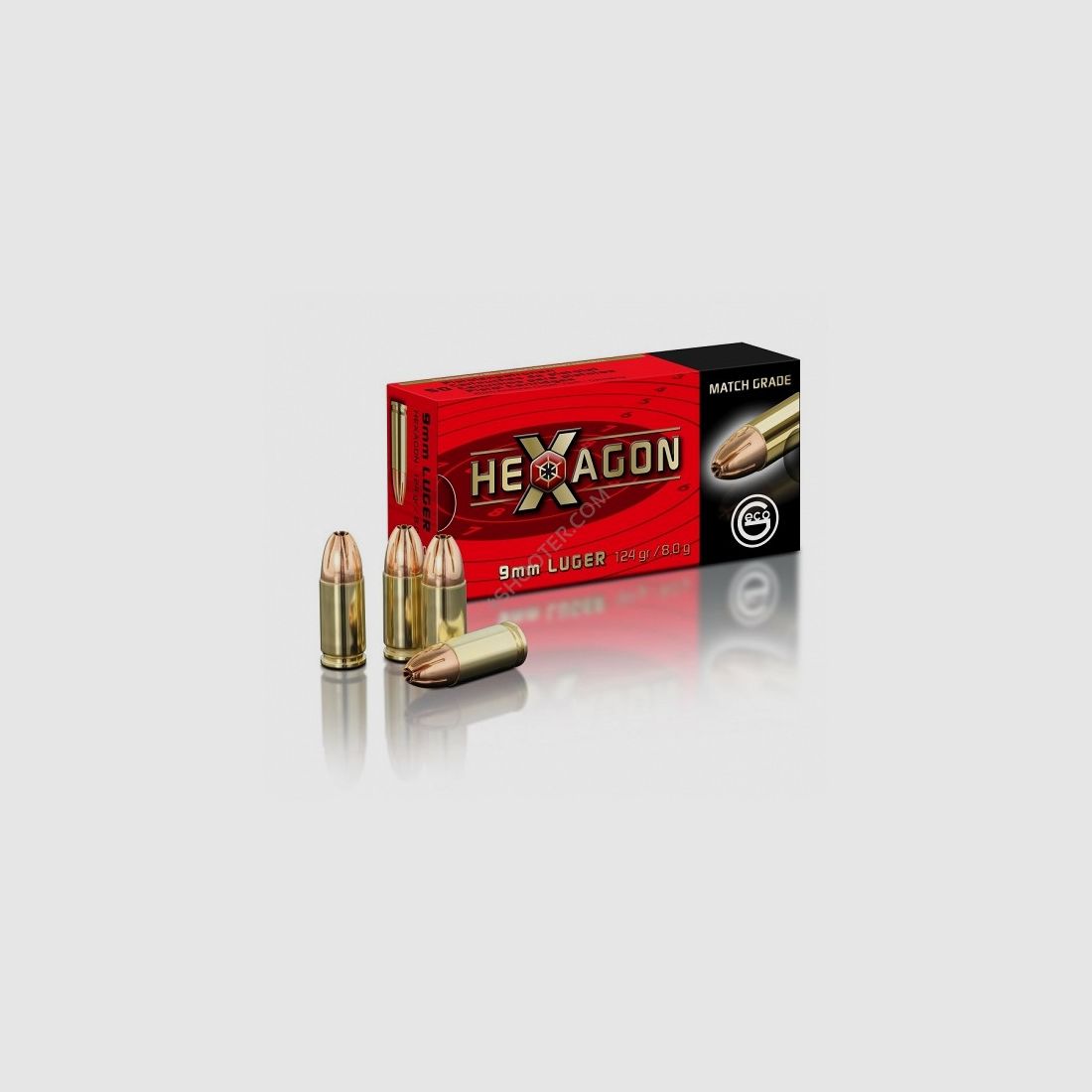 GECO-Munition 9x19mm 8,0g/124gr - HEXAGON, Bild 2 von 2