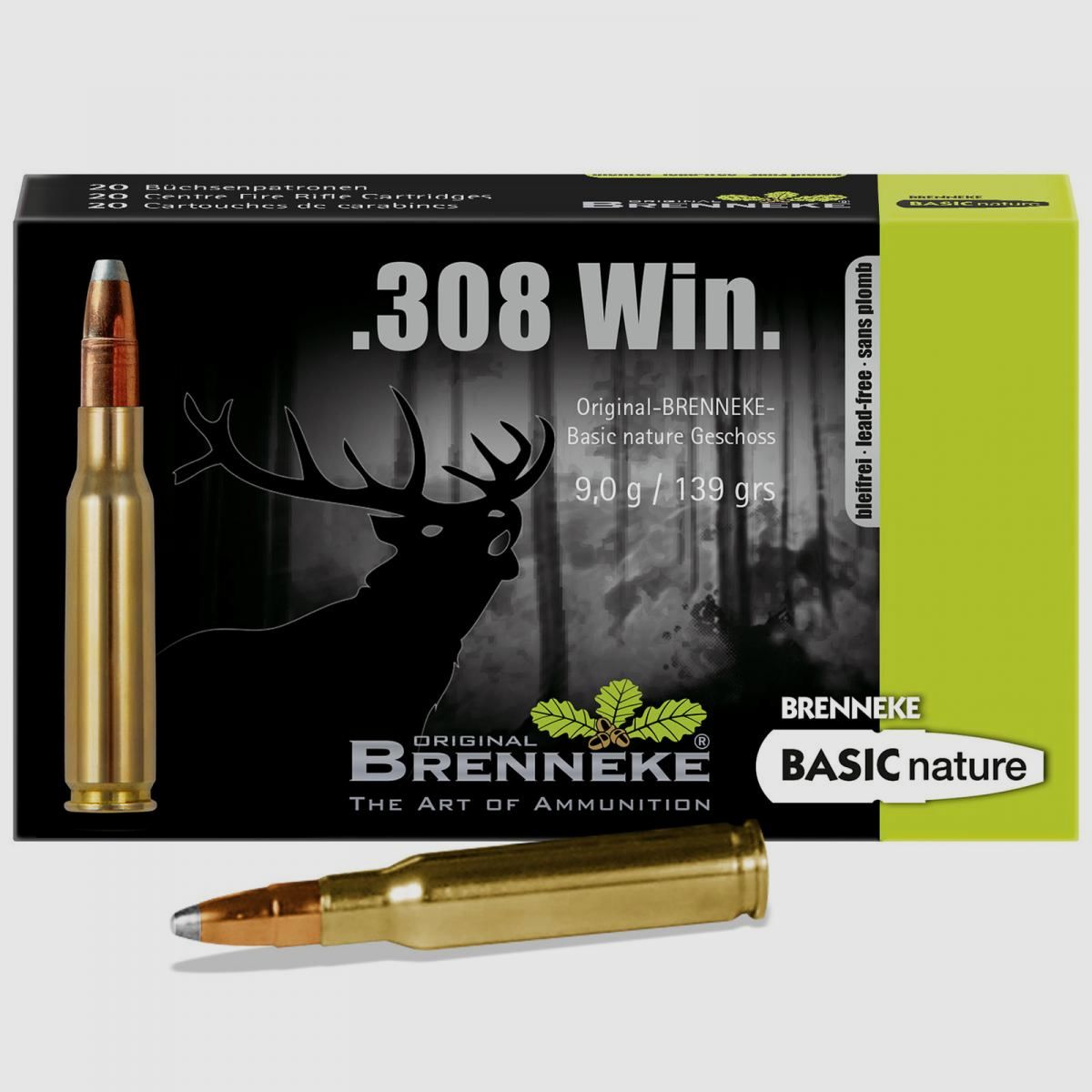 Brenneke .308 Win. 139GR Basis natuur 20 patronen